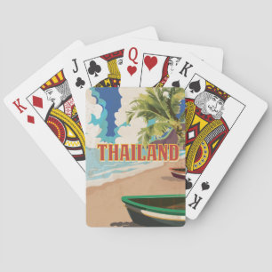 Jeu De Cartes Affiche Vintage voyage en Thaïlande