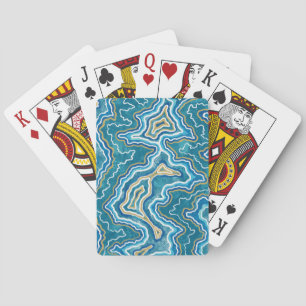 Jeu De Cartes Agate graphique en or bleu