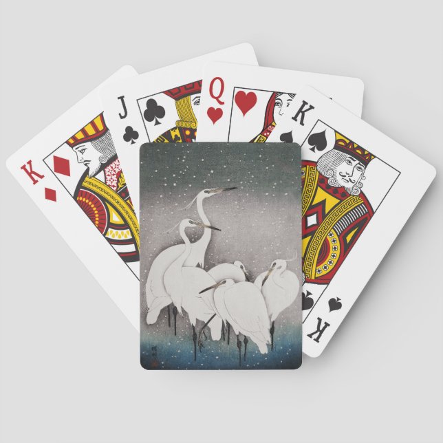 Jeu De Cartes Aigrettes japonaises Grues Koson Neige d'hiver (dos)
