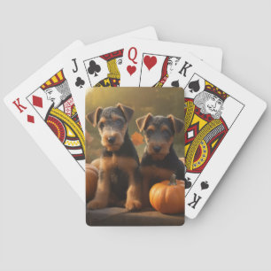 Jeu De Cartes Airedale Chiot Automne Citrouille délice