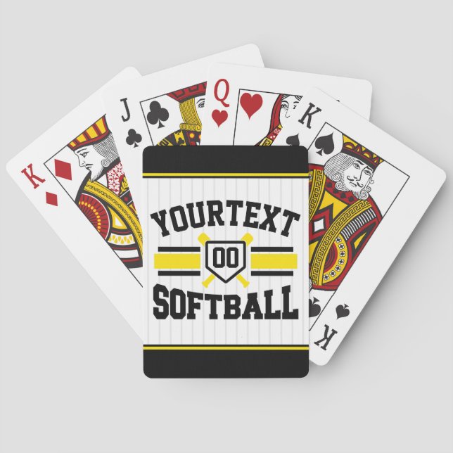 Jeu De Cartes AJOUT PERSONNALISÉ NOM Softball Player Varsity Tea (dos)