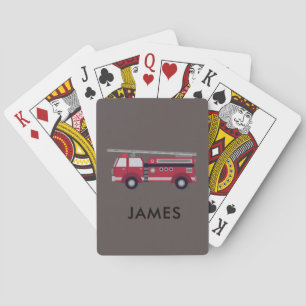 Jeu De Cartes Ajouter votre nom Red Fire truck Personnalisé