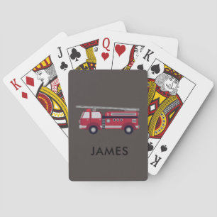 Jeu De Cartes Ajouter votre nom Red Fire truck Personnalisé