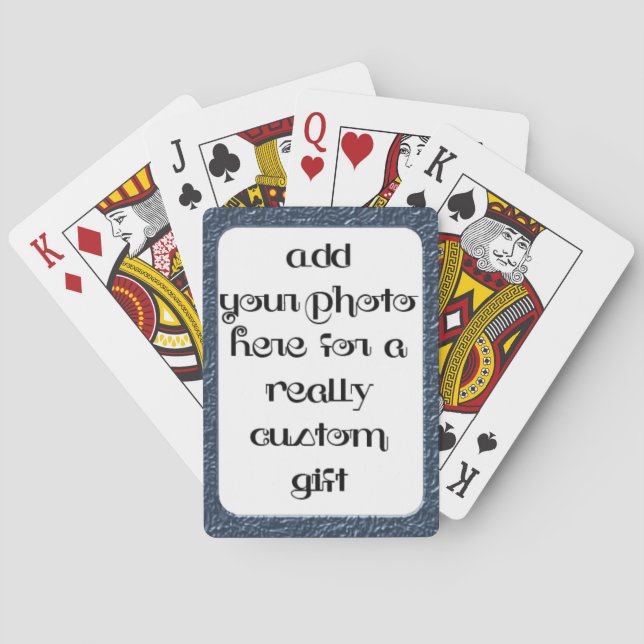 Jeu De Cartes Ajouter Votre Photo Bleu Cadre Bicycle® Jouer (dos)