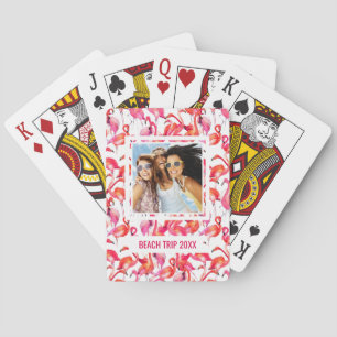 Jeu De Cartes Ajoutez votre Flamant rose nommé d'aquarelle de