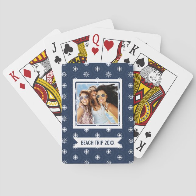 Jeu De Cartes Ajoutez votre motif | maritime nommé d'outil (dos)