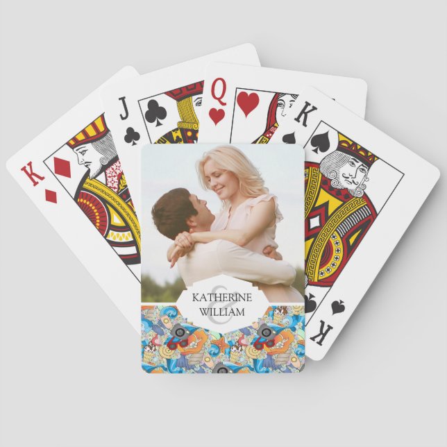 Jeu De Cartes Ajoutez votre motif nommé d'amusement d'été de | (dos)