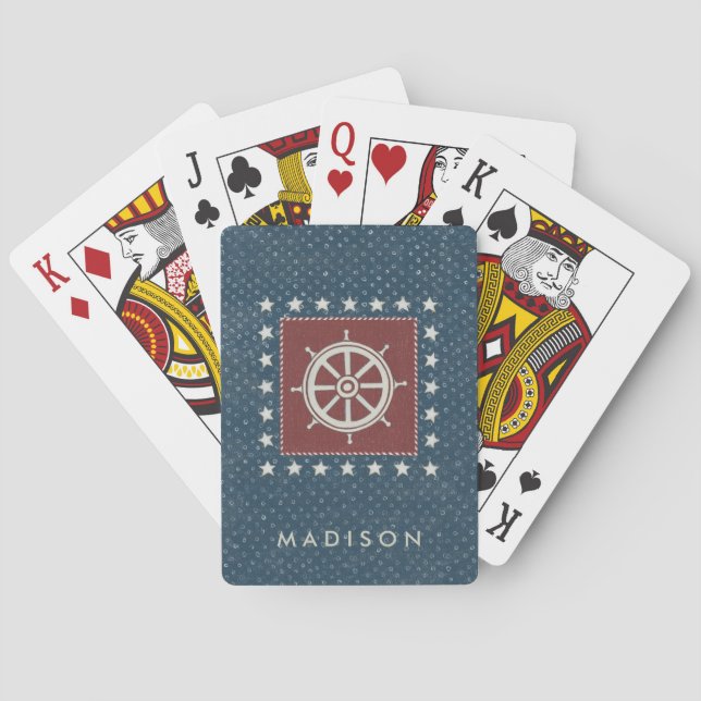 Jeu De Cartes Ajoutez votre nom | Art côtier | Roue d'expédition (dos)