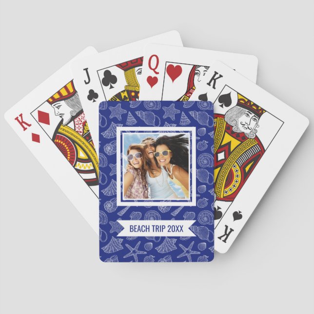 Jeu De Cartes Ajoutez votre nom | Bright Blue Shell Motif (dos)