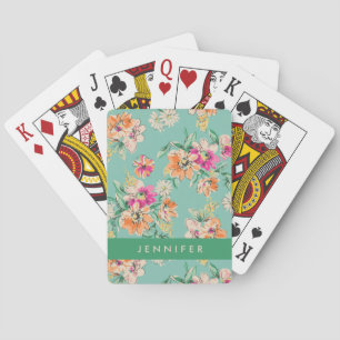 Jeu De Cartes Ajoutez votre nom Dessin floral brillant