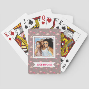 Jeu De Cartes Ajoutez votre nom   Flamants roses rétro