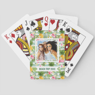 Jeu De Cartes Ajoutez votre nom Fleurs et ananas Turquoises