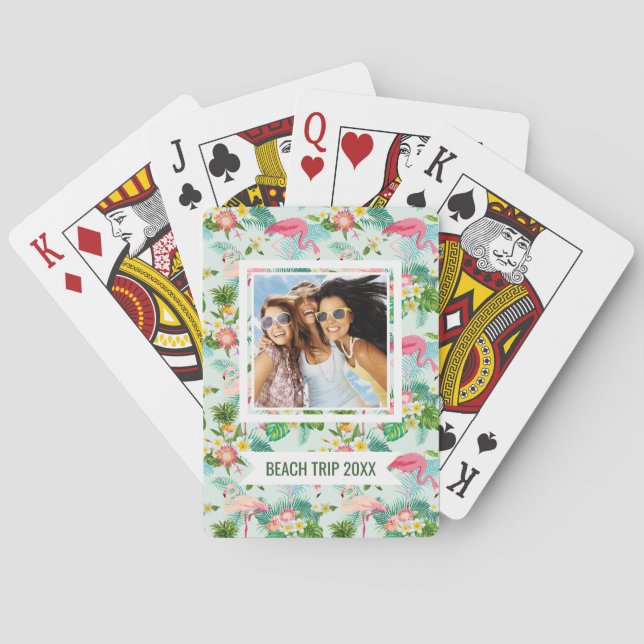 Jeu De Cartes Ajoutez votre nom | Fleurs Et Oiseaux Tropicaux (dos)
