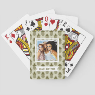 Jeu De Cartes Ajoutez votre nom   Motif d'ananas kaki