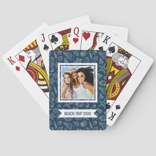 Jeu De Cartes Ajoutez votre nom | Motif d'habitants de l'océan (dos)