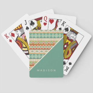 Jeu De Cartes Ajoutez votre nom Motif tribal aquarelle