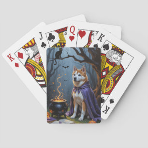Jeu De Cartes Akita Chien Whimsical Halloween peinture
