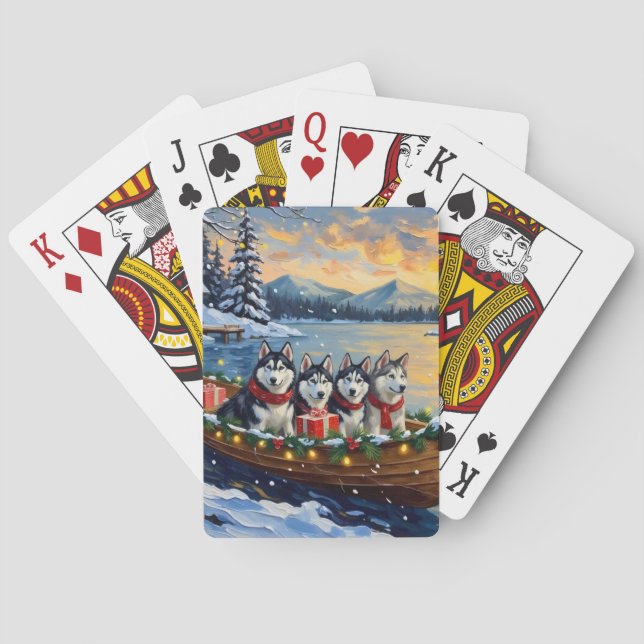 Jeu De Cartes Alaskan Malamute Christmas Boat Holiday (dos)