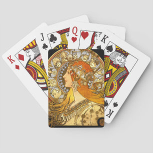 Jeu De Cartes Alfonse Mucha Zodiac Art nouveau femme