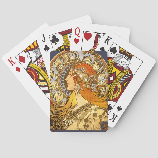 Jeu De Cartes Alfonse Mucha Zodiac Art nouveau femme (dos)