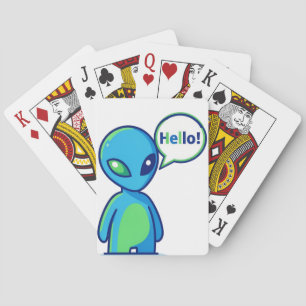 Jeu De Cartes Alien bleu mignon disant bonjour