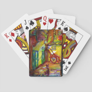 JEU DE CARTES ALLÉE MÉDIÉVALE EN NUIT À FLORENCE