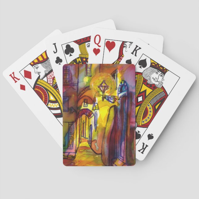 JEU DE CARTES ALLÉE MÉDIÉVALE EN NUIT À FLORENCE (dos)