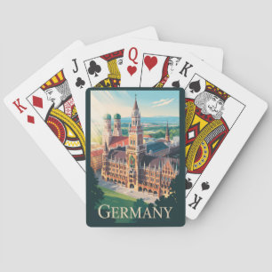 Jeu De Cartes Allemagne Munich Illustration Voyage Art Vintage