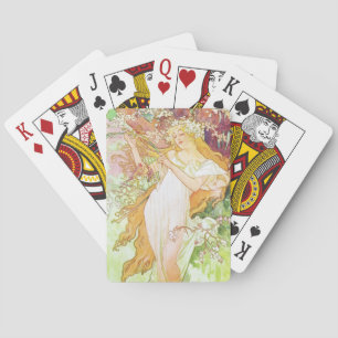 Jeu De Cartes Alpha Mucha Spring Floral Vintage Art nouveau