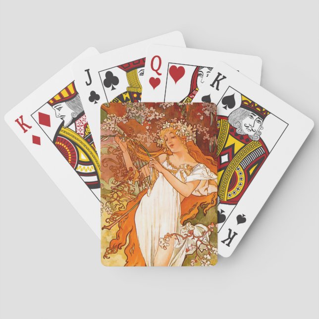 Jeu De Cartes Alphonse Mucha Printemps Art Nouveau (dos)