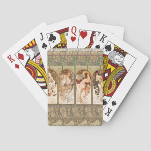 Jeu De Cartes Alphonse Mucha Quatre Saisons Panneau Art nouveau 