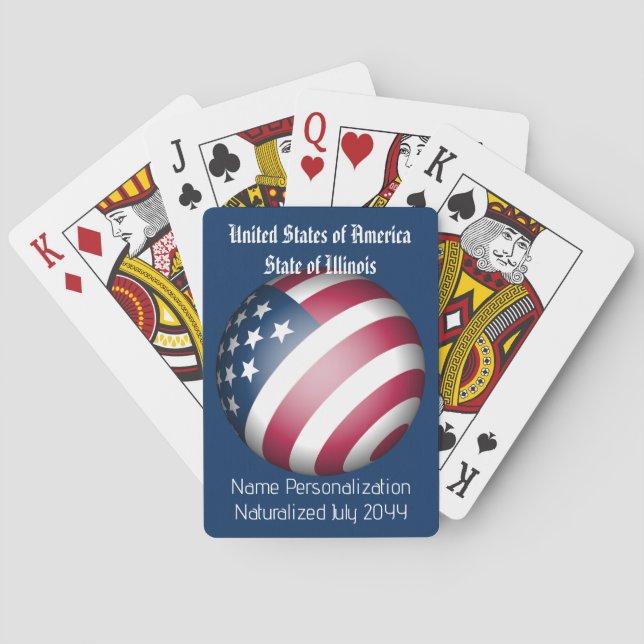 Jeu De Cartes American Flag Globe customisé pour la citoyenneté  (dos)