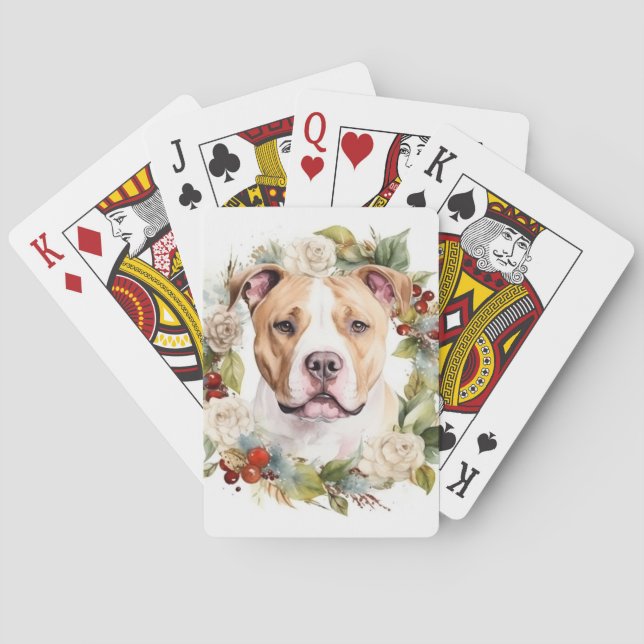 Jeu De Cartes American Staffordshire Fête de la couronne de Noël (dos)