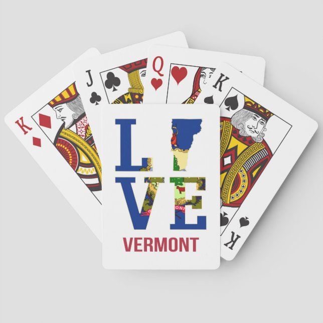Jeu De Cartes Amour du drapeau du Vermont State (dos)