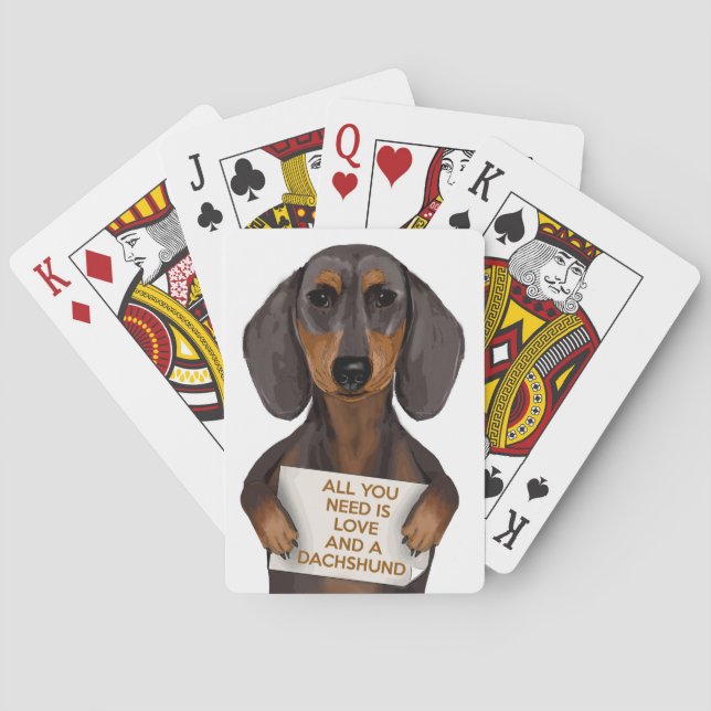 Jeu De Cartes Amour et Dachshund (dos)