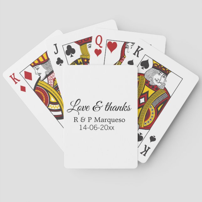 Jeu De Cartes Amour & merci ajouter nom du couple mariage ajoute (dos)