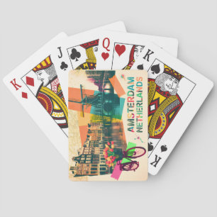 Jeu De Cartes Amsterdam Pays-Bas Canal Art Pop Voyage Rétro