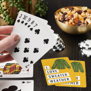 Jeu De Cartes Amusants I Love Sweater Météo Blanc Pois Or
