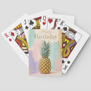 Jeu De Cartes Ananas Doré Anniversaire Tropical