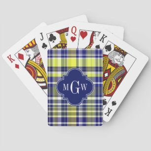 Jeu De Cartes Ananas Marine bleu blanc Preppy Madras Monogramme