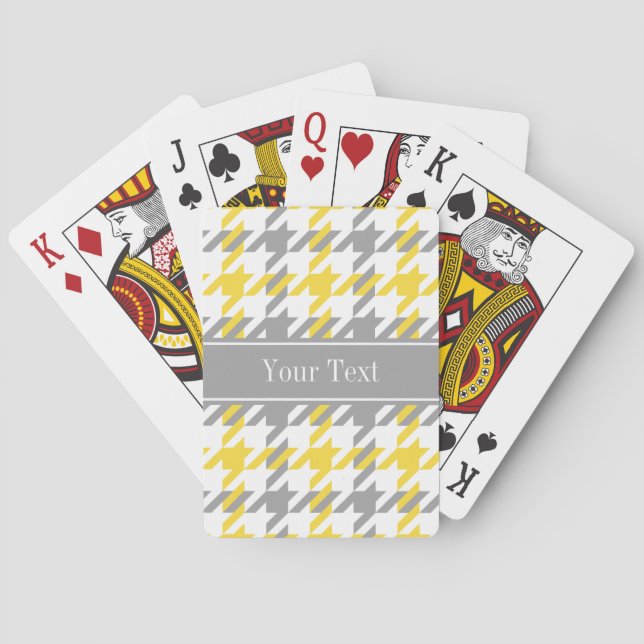 Jeu De Cartes Ananas Wht Dk Grey Houndstooth Nom Monogramme (dos)