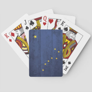 Jeu De Cartes Ancien drapeau en bois de l'Alaska Jouer des carte