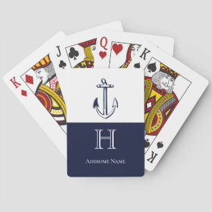 Jeu De Cartes Ancre Bleue Marine Côtière Monogramme Jeu