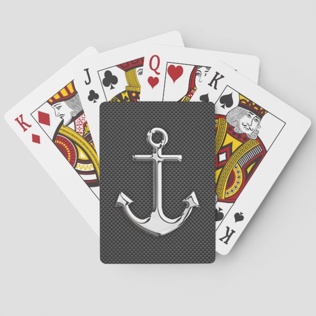 Jeu De Cartes Ancre chromée sur fibre de carbone (dos)