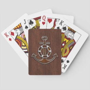 Jeu De Cartes Ancre en acajou nautique humide en acier