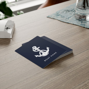 Jeu De Cartes Ancre nautique Nom du bateau bleu marine Personnal