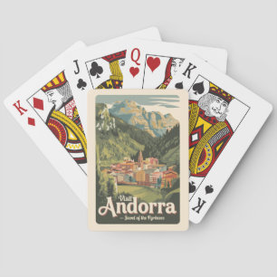 Jeu De Cartes Andorre Illustration Voyage Art Vintage
