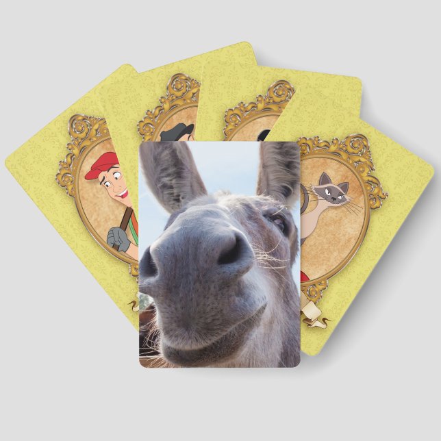 Jeu De Cartes Âne gris souriant comique (Verso)