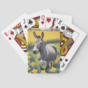 Jeu De Cartes Âne Vibrant Et Daffodiques Jaunes