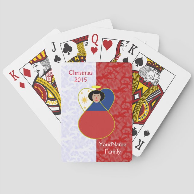 Jeu De Cartes Ange philippin Cheveux noirs vêtus d'un drapeau (dos)